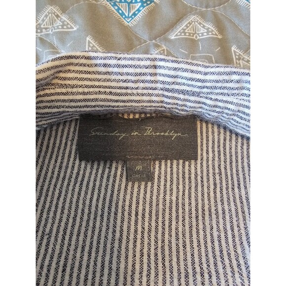 Anthropologie Sunday In Brooklyn Top Med blue striped flare waist - Picture 3 of 4